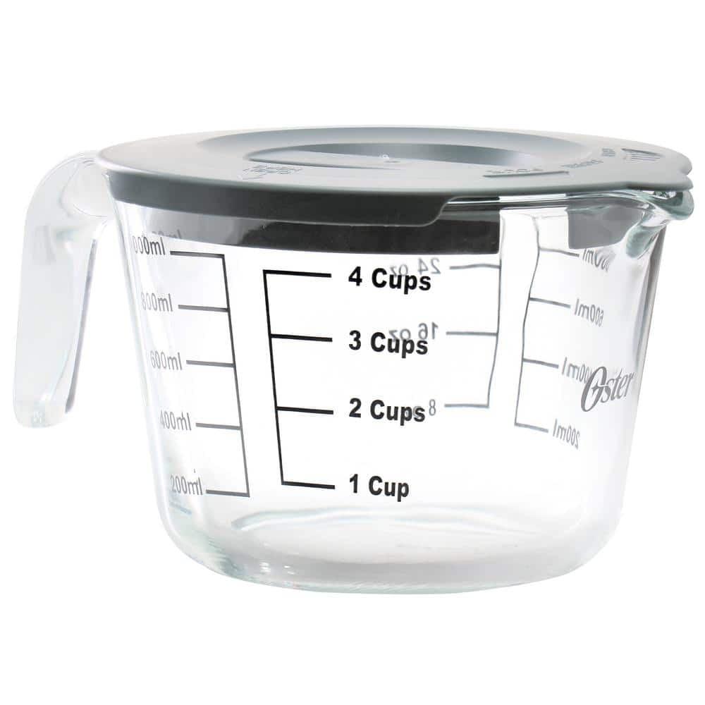 Oster Coolidge 4 Cup Clear Glass Measuring Cup with Snap on Lid