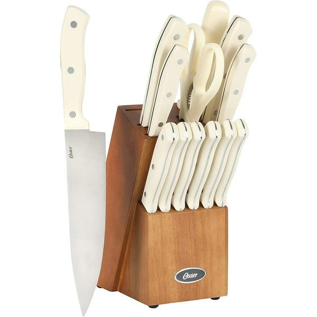 Oster Oster Evansville 14 Piece Stainless Steel Blade Cutlery Set in White