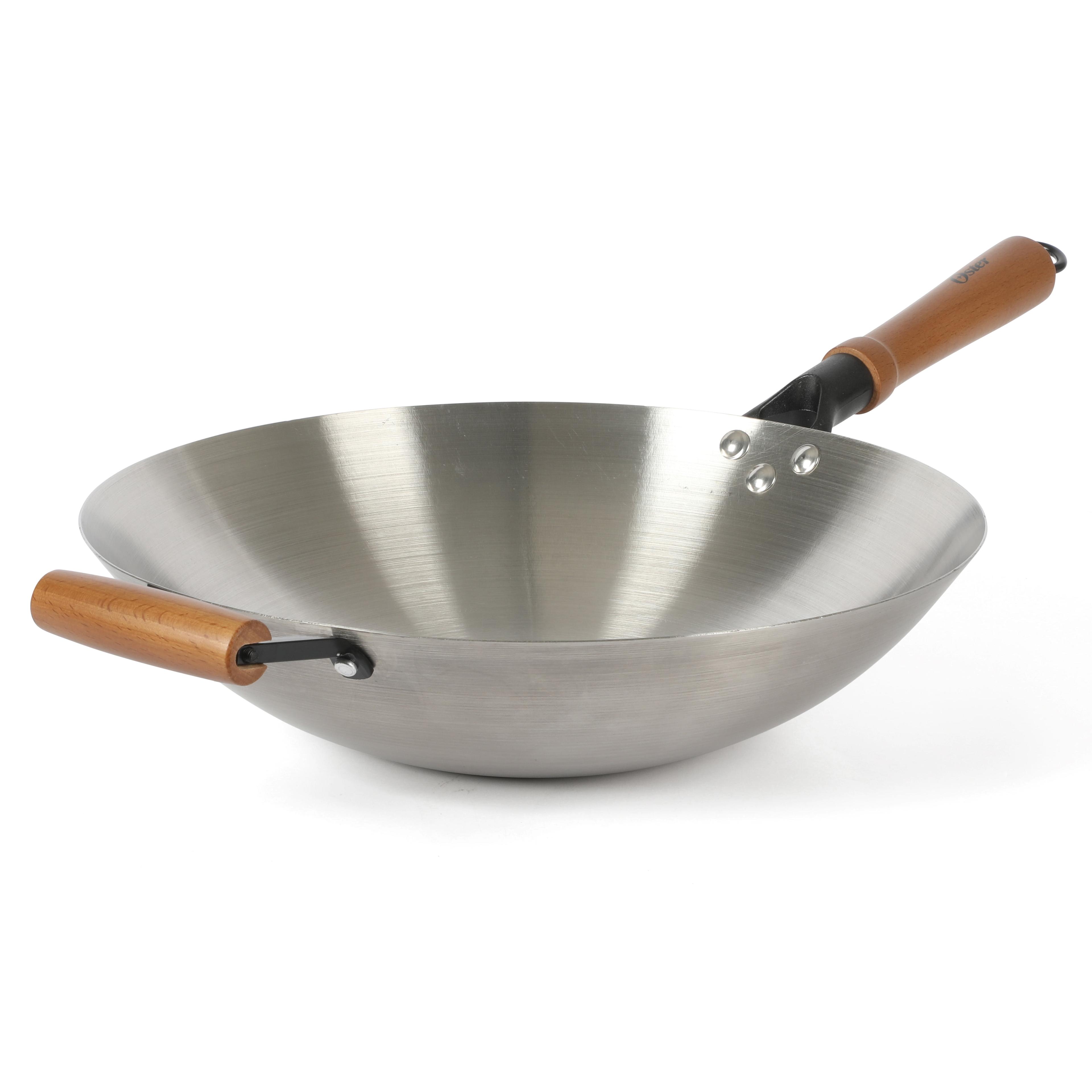 Oster Sangerfield 14-Inch Stainless Steel Wok with Wood Handles