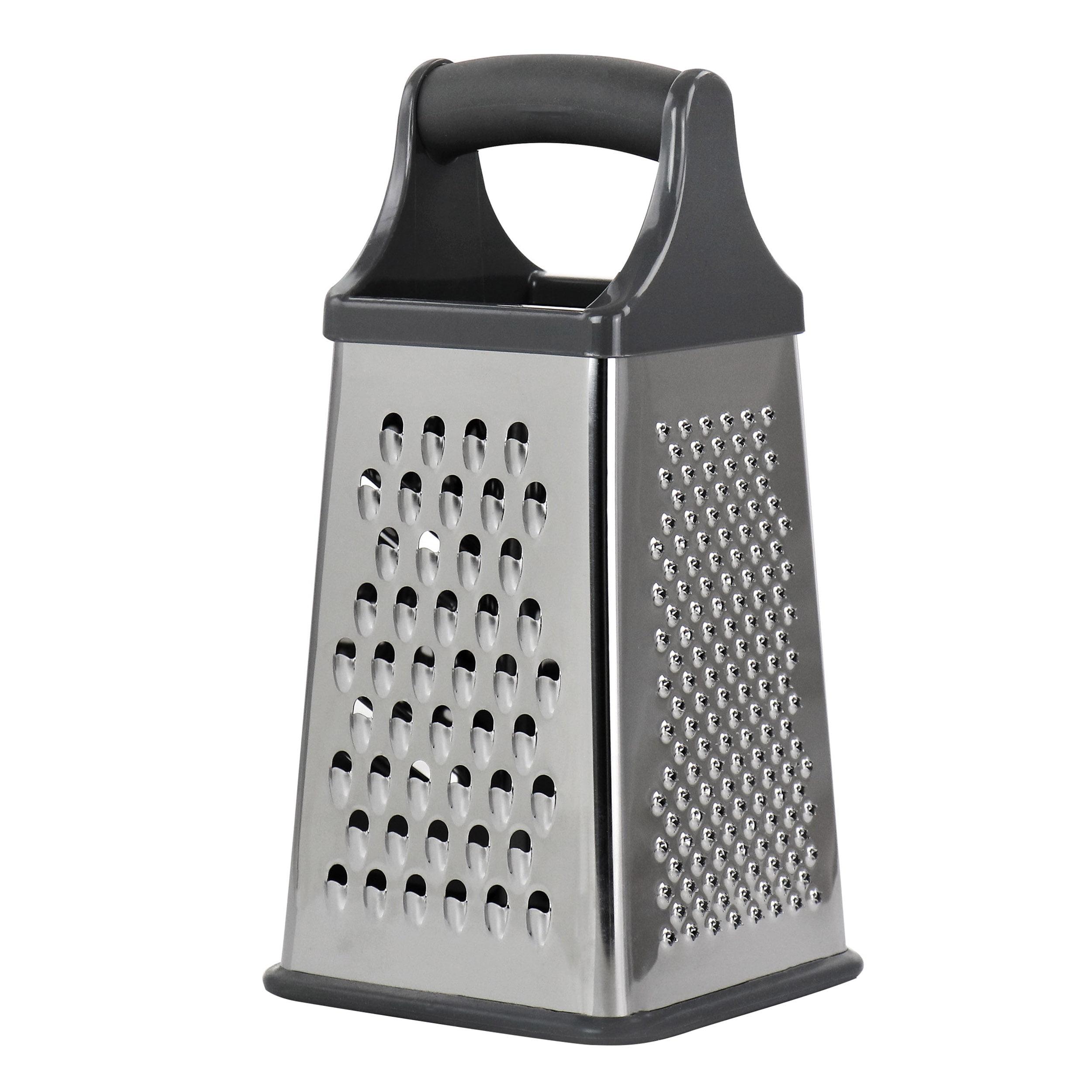 Stainless Steel Four Sided Box Grater with Rubber Base