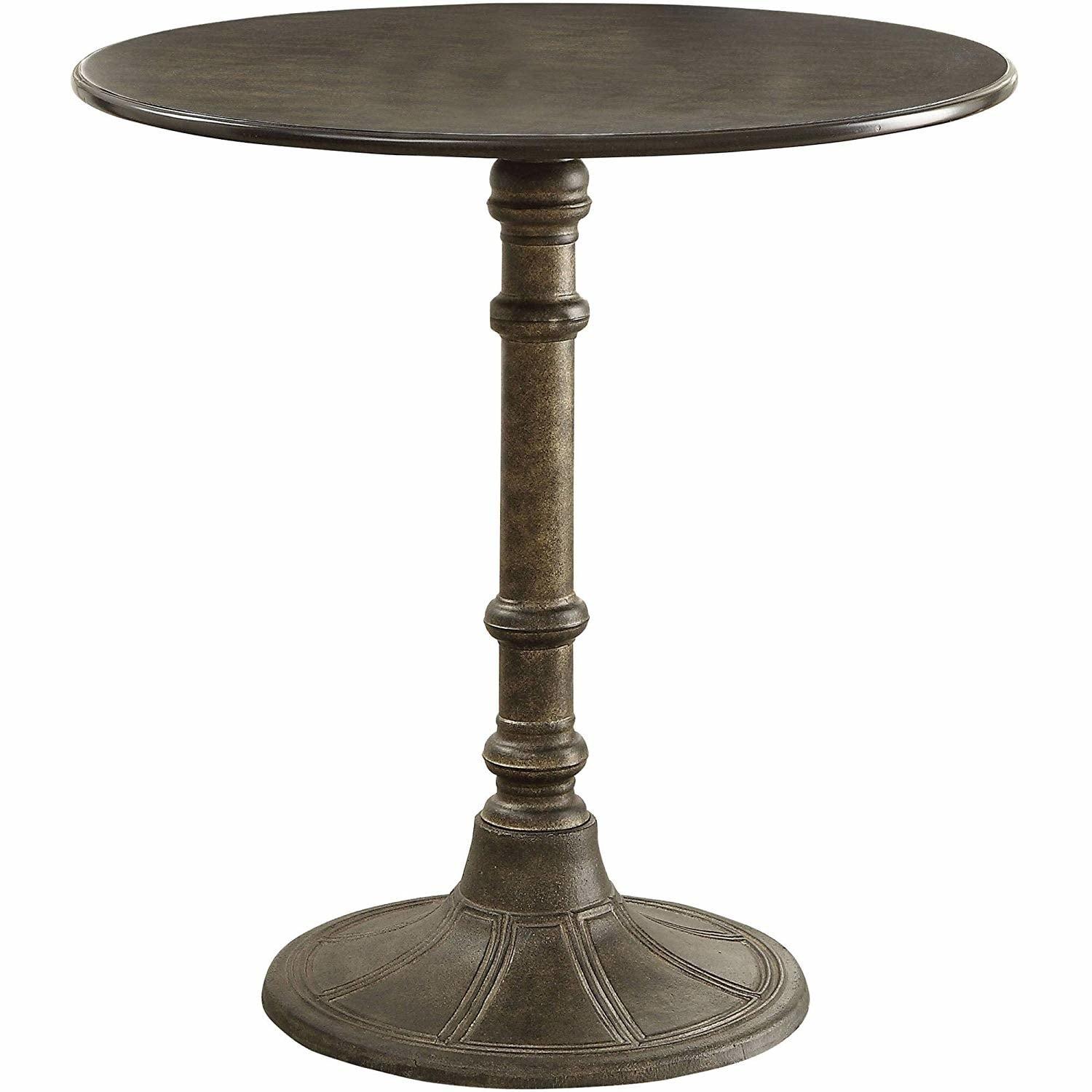 Bronze Finish Round Wood Industrial Dining Table for Four