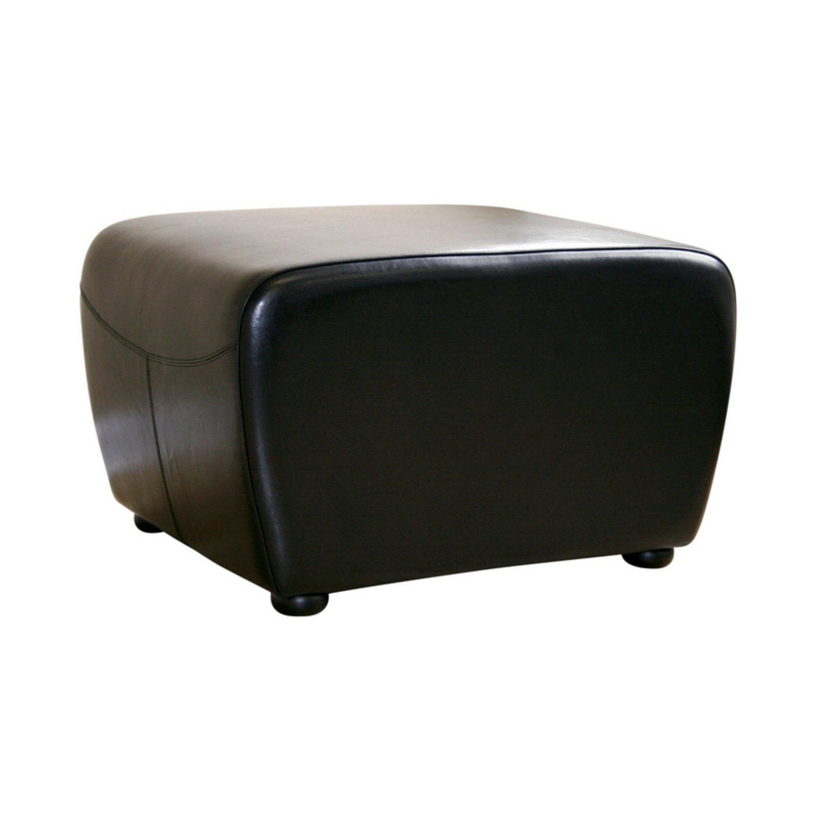 Full Leather Ottoman with Rounded Sides - Baxton Studio