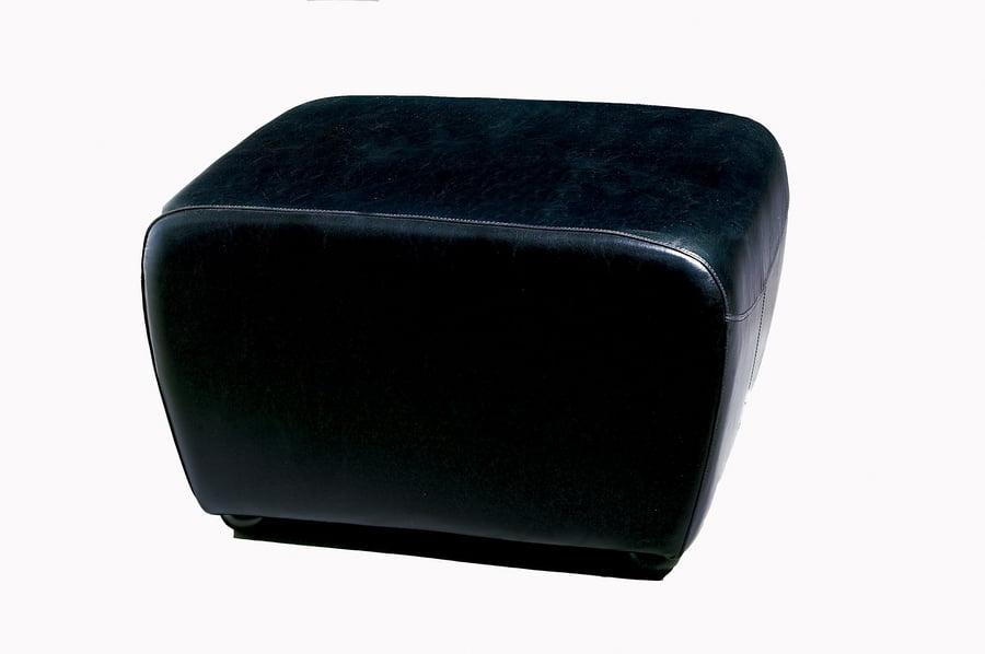 Full Leather Ottoman with Rounded Sides Black - Baxton Studio: Espresso Bycast, Non-Marking Feet, Comfort Padding