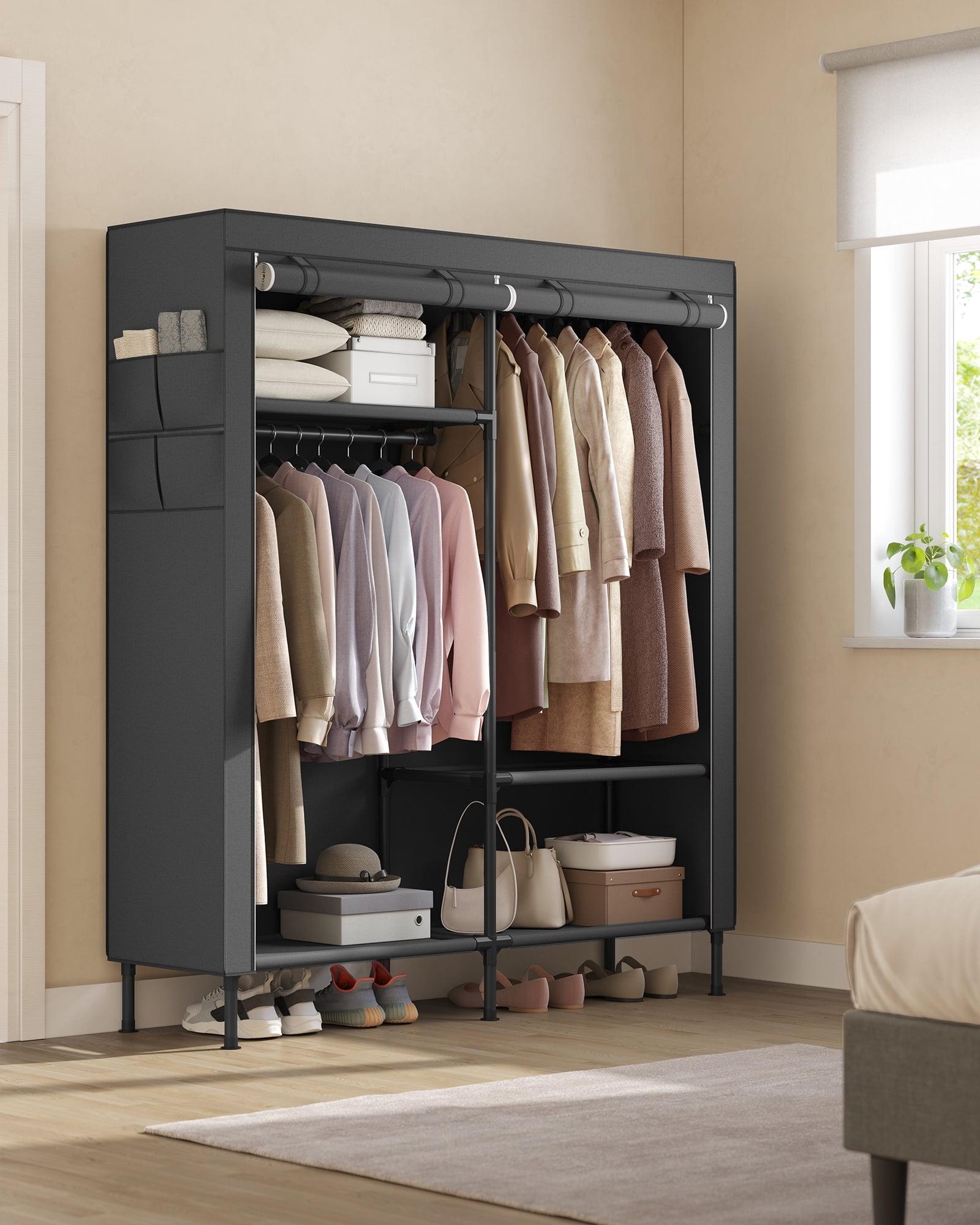 Black Heavy Duty Freestanding Portable Wardrobe Closet with Cover