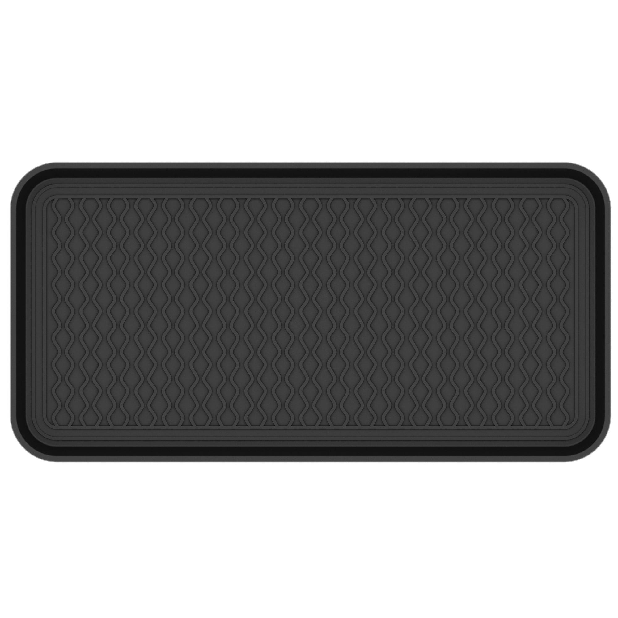 Ottomanson Easy Clean, Waterproof Indoor/Outdoor Rubber Boot Tray, 15" x 30", Black
