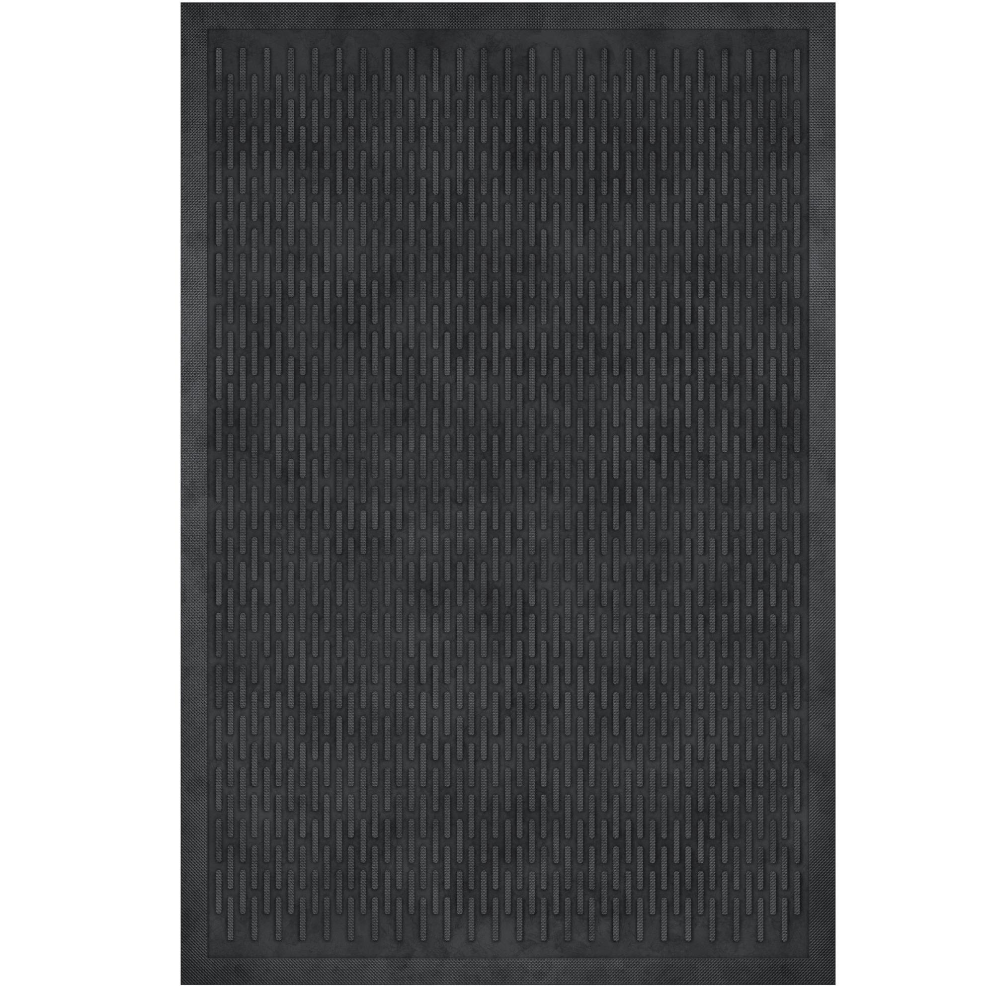 Ottomanson Easy Clean, Waterproof Non-Slip 2x3 Indoor/Outdoor Rubber Doormat, 24" x 36", Black Ribbed