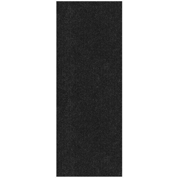 Ottomanson Stepwell Collection Utility Ribbed Garage Mat/Patio/Long Hallway Runner Rug, Black