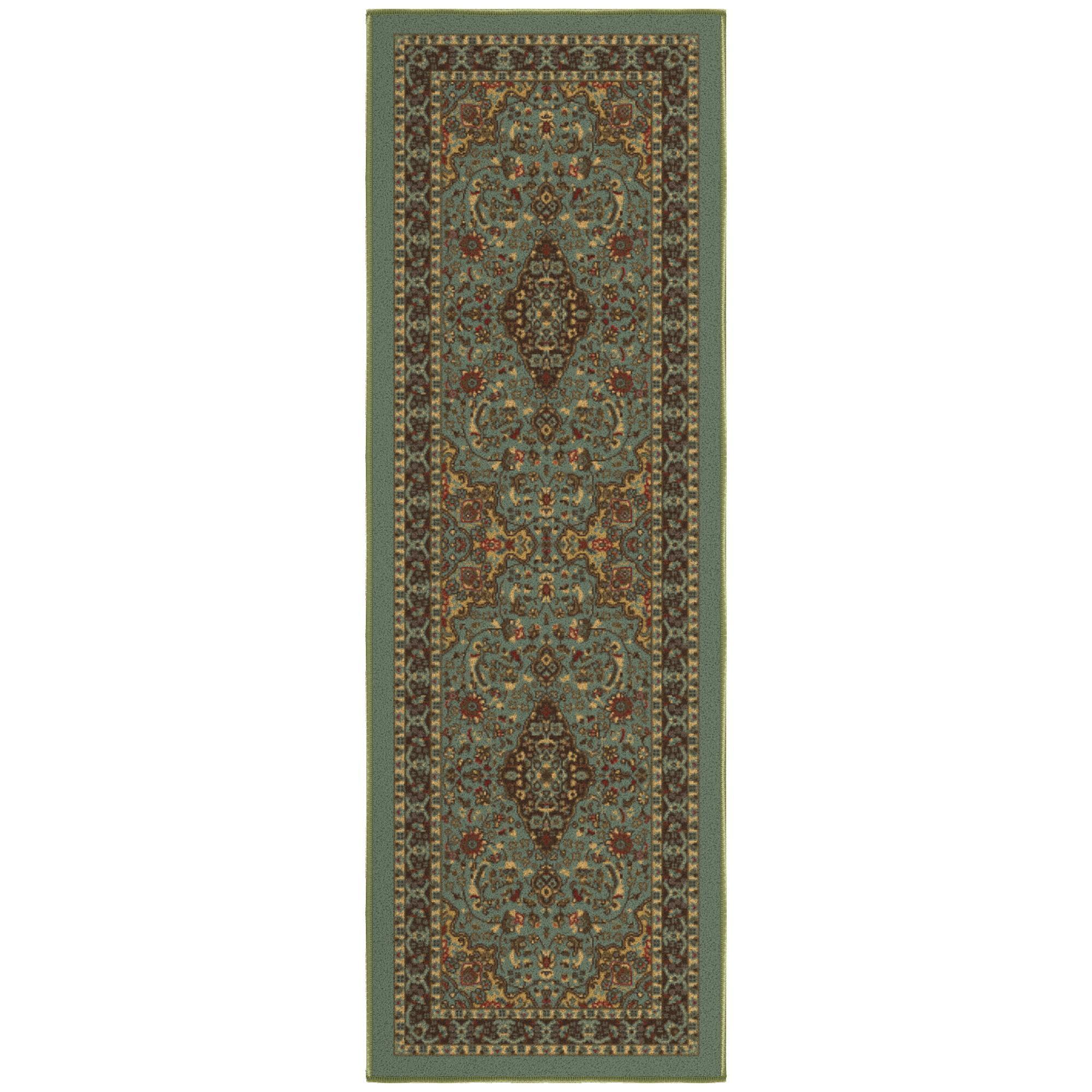 Seafoam Green Oriental Design Non-Slip Runner Rug 20" x 59"