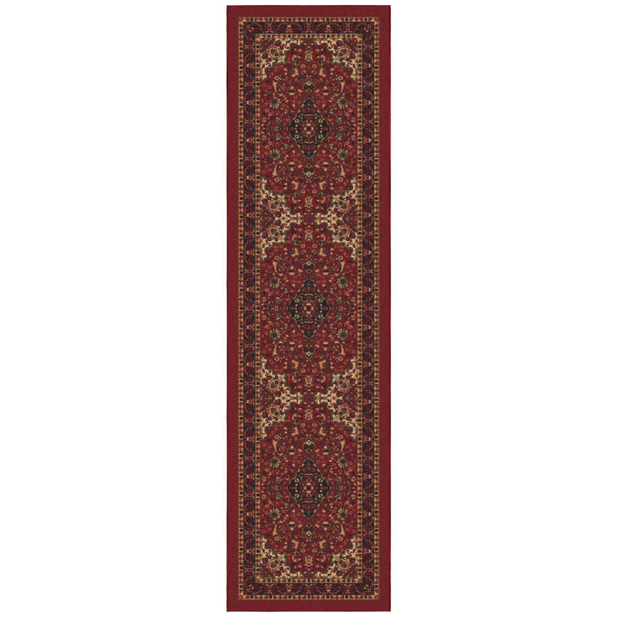 Ottohome Washable Non-Slip Rubberback Medallion Oriental Design Red Area Rug