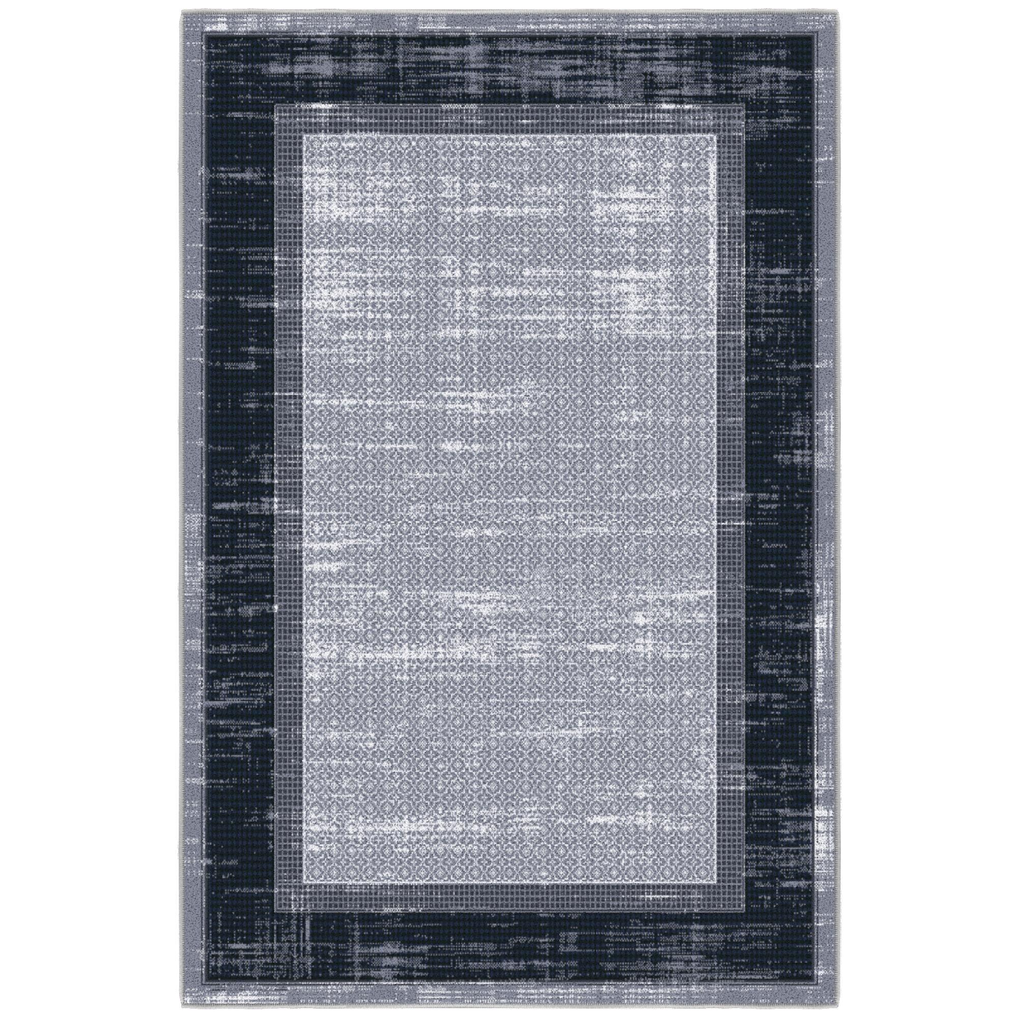 Non-Slip Bordered Area Rug For Living Room, Hallway Runner, Entryway Rug