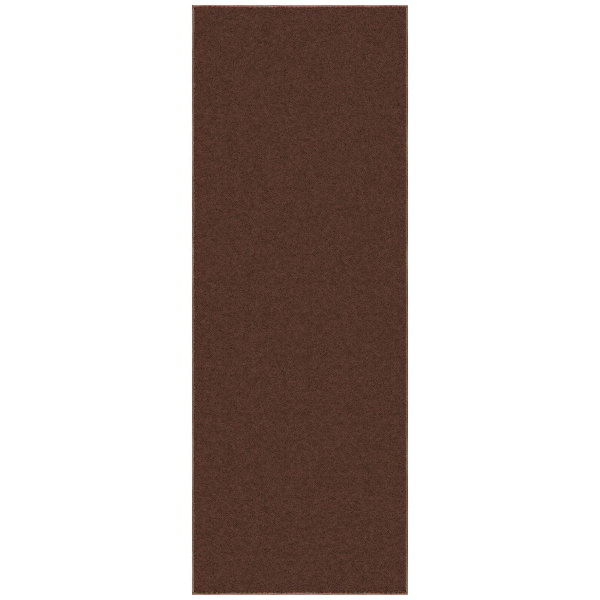 Ottomanson Non-Slip Hallway Runner Rug 2x6 Rubberback Solid Indoor Rug, 2'2" x 6', Brown