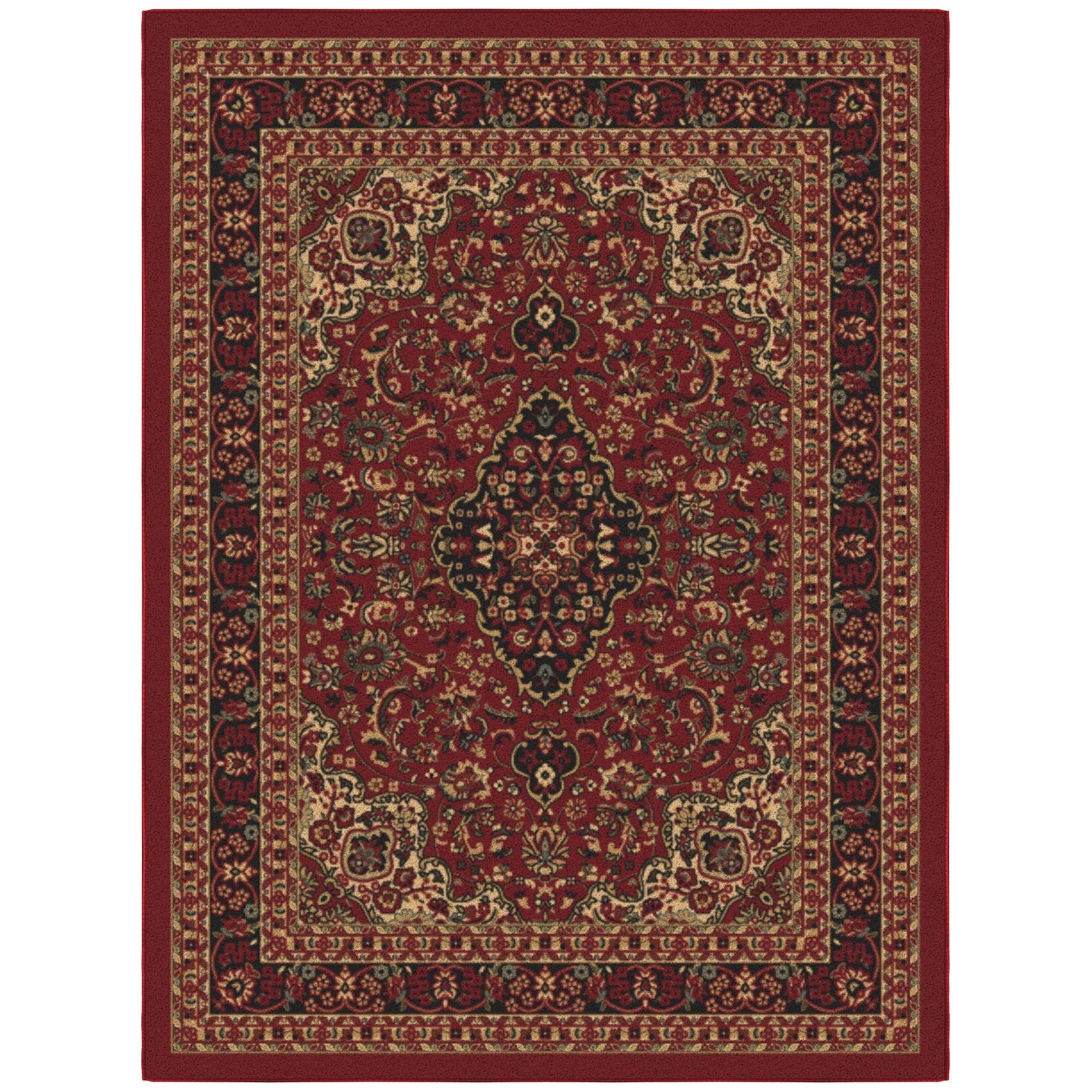 Ottomanson Non-Slip Rubberback Medallion Oriental 5x7 Indoor Area Rug, 5' x 6'6", Red