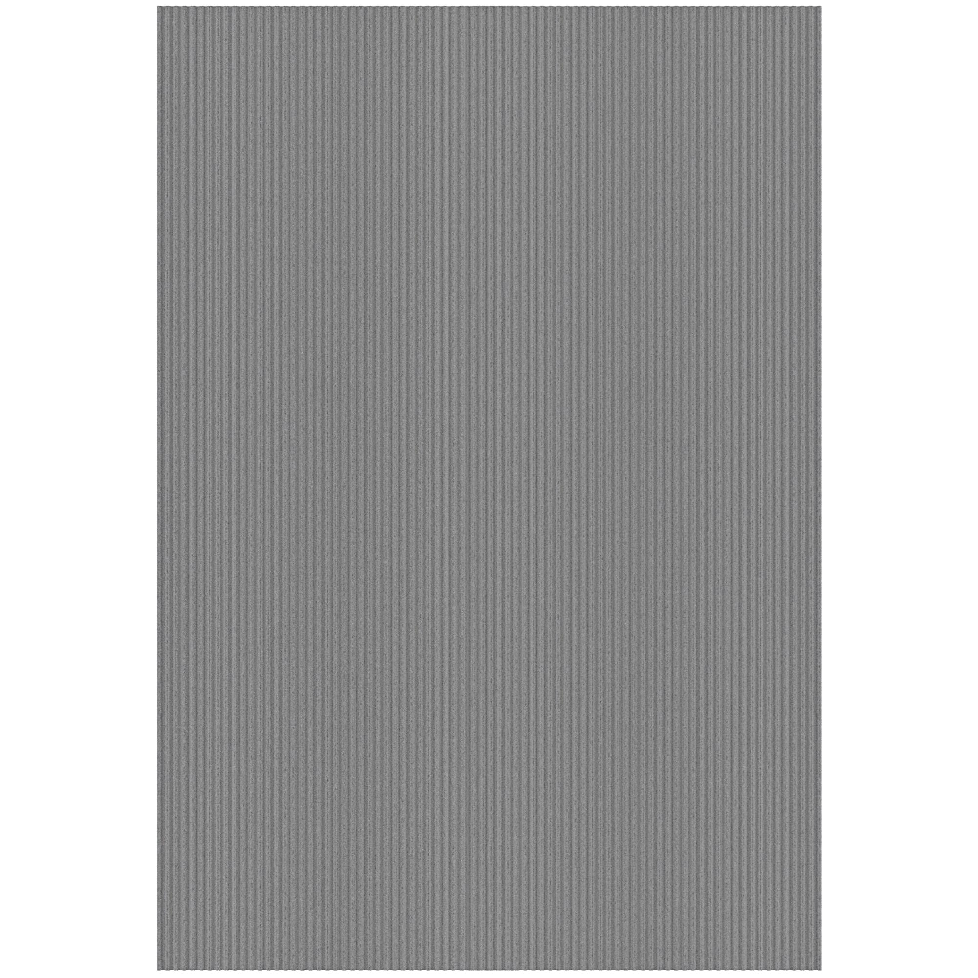 Ottomanson Stepwell Collection Utility Ribbed Garage Mat/Patio/Long Hallway Runner Rug, Gray