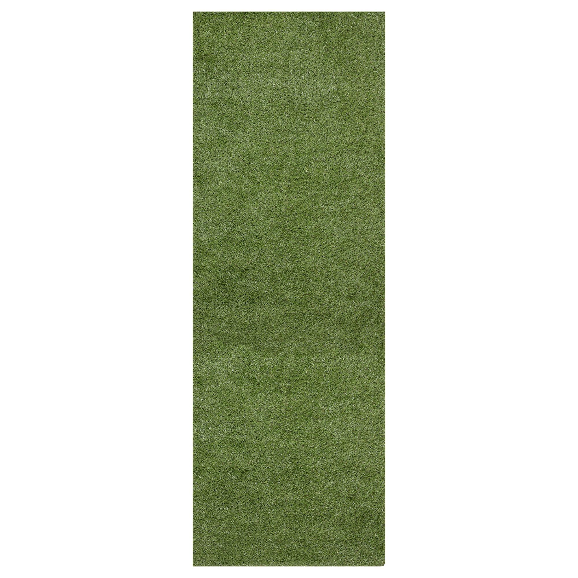 Ottomanson Grass Waterproof Indoor/Outdoor Realistic Feel Artificial Grass Turf Rugs and Rolls Customized Size For Balcony, Patios