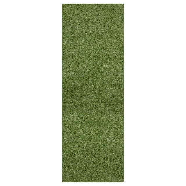 Ottomanson Grass Waterproof Indoor/Outdoor Realistic Feel Artificial Grass Turf Rugs and Rolls Customized Size For Balcony, Patios