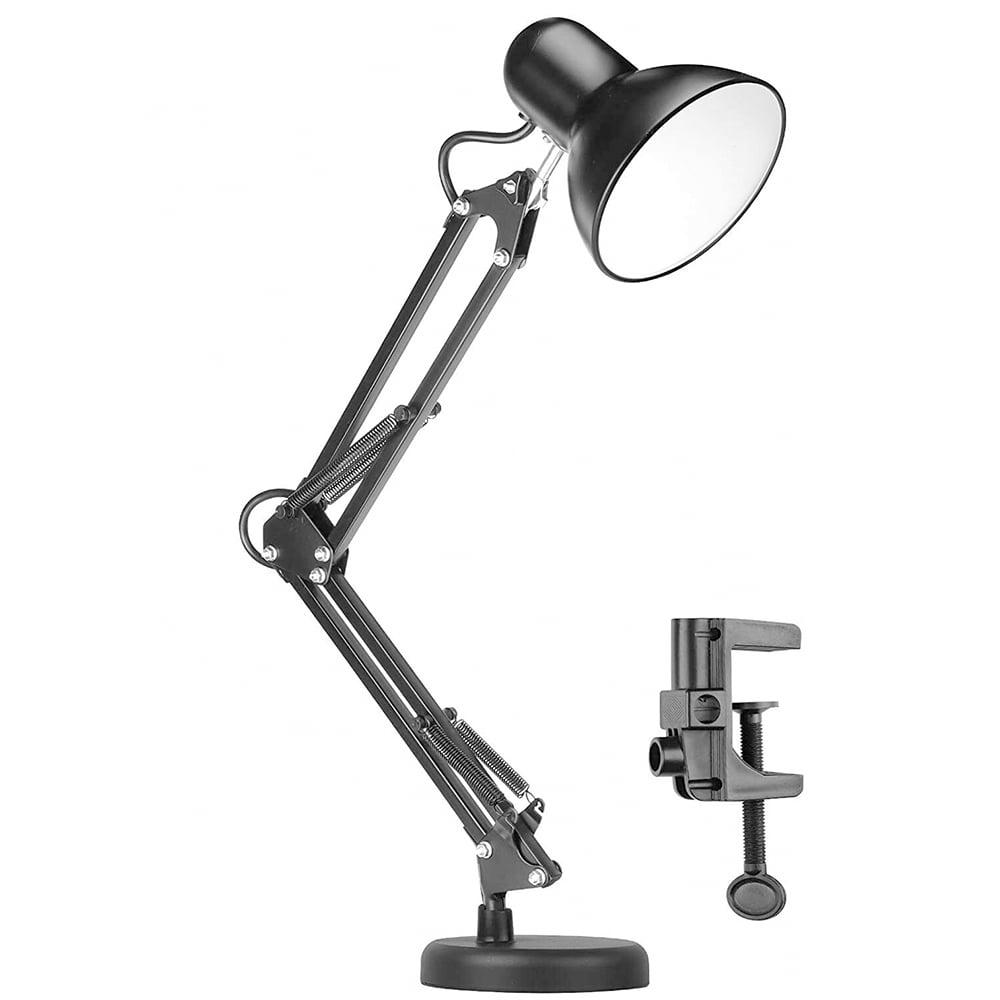 Adjustable Black Metal Clip-On Desk Lamp with Clamp