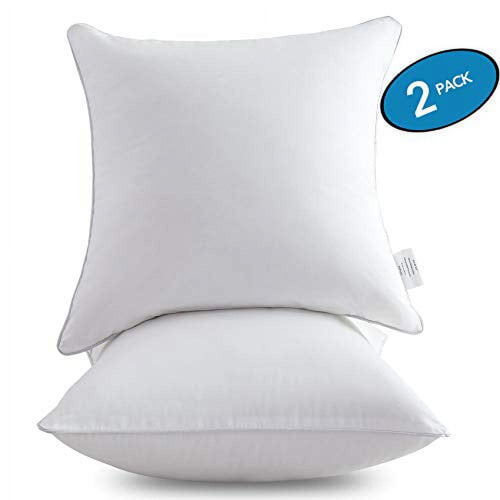 Plush White Cotton Square Throw Pillow Pair with Hypoallergenic Fill - 18" x 18"