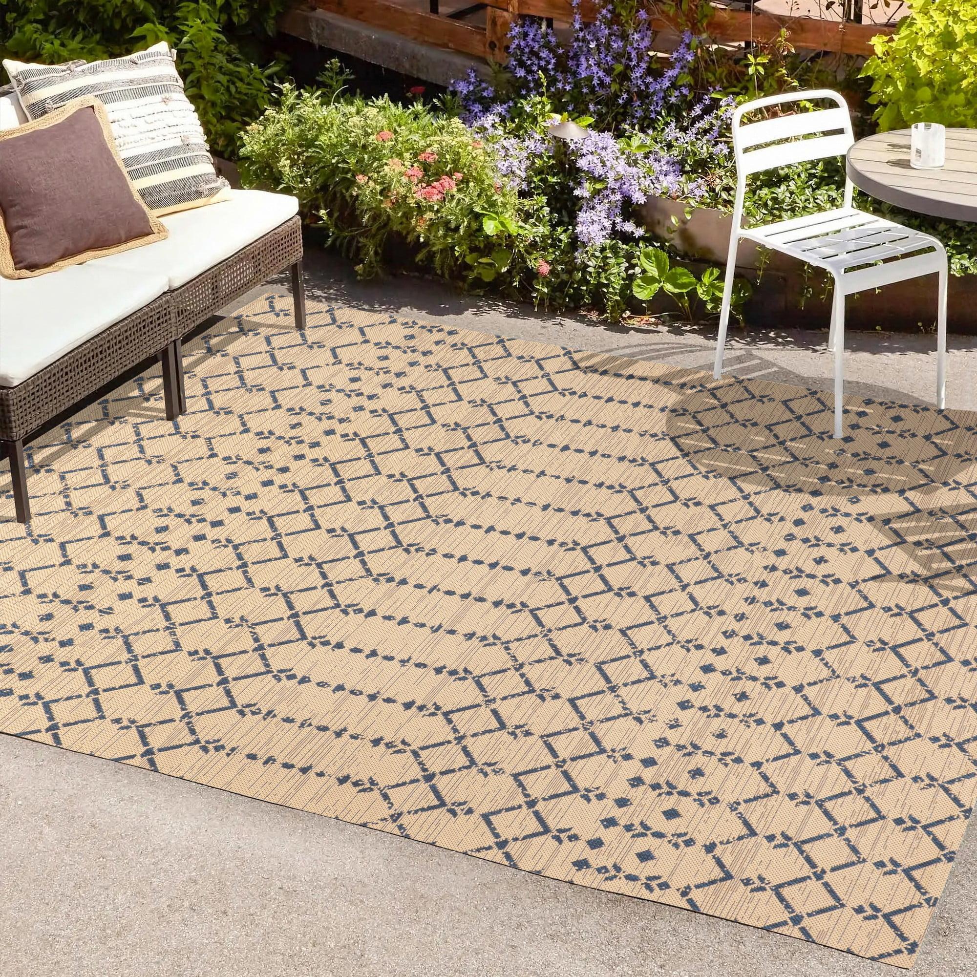 Ourika Moroccan Geometric Textured Weave Indoor/Outdoor Area Rug - JONATHAN Y