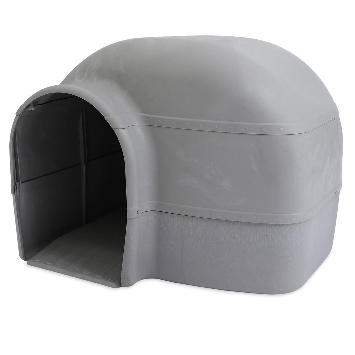 Outback Igloo Dog House Heavy Duty Durable Plastic Outdoor Dog Igloo, 33"L Extra Large XL Dogs up to 90 lb, Gray