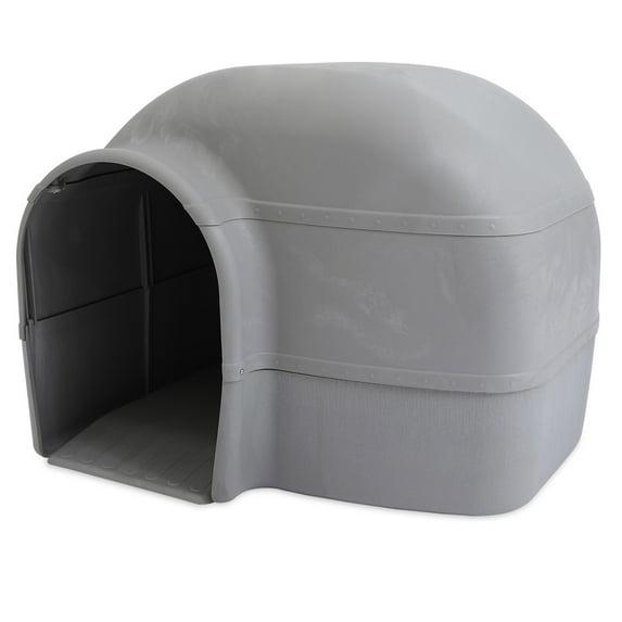 Outback Igloo Dog House Heavy Duty Durable Plastic Outdoor Dog Igloo, 33"L Extra Large XL Dogs up to 90 lb, Gray