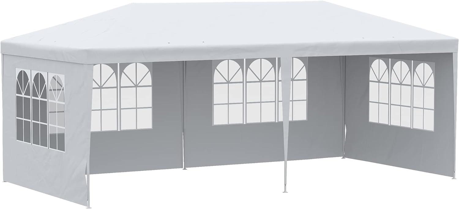 White 10' x 20' Waterproof Gazebo Canopy Tent with Removable Walls