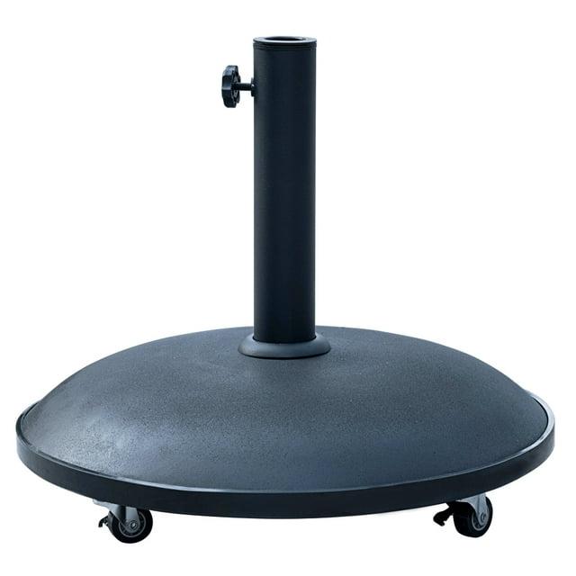 Outdoor 55lbs Heavy Duty Stand Concrete Umbrella Base with 4 Wheels Black for Patio Garden