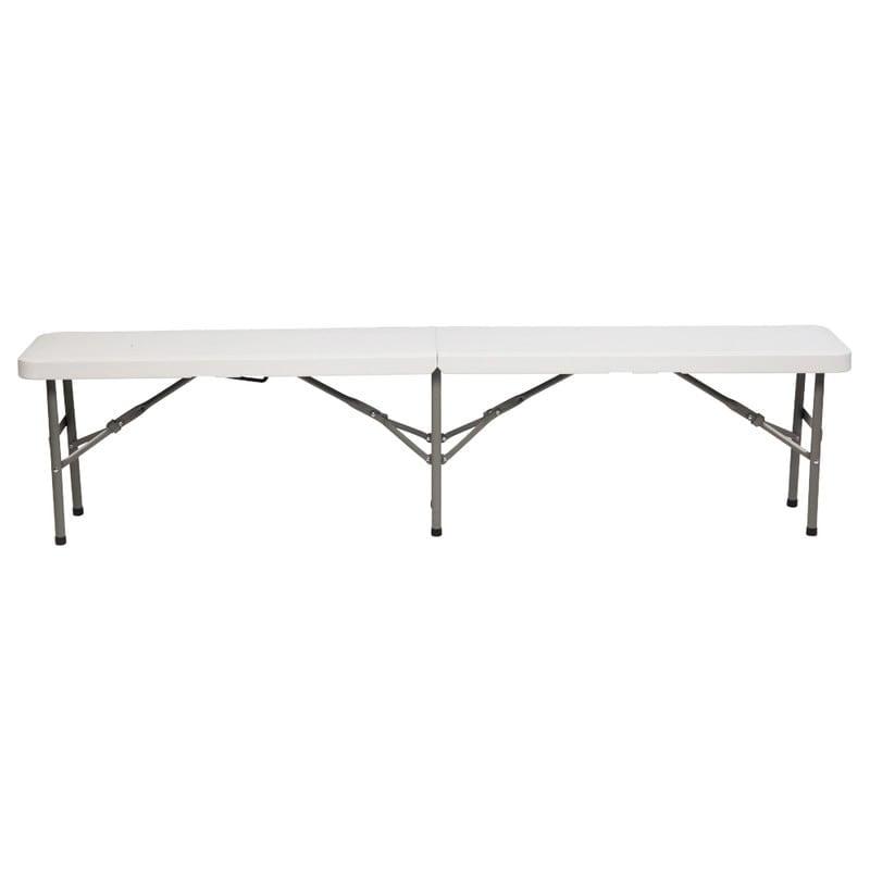 6-Foot White Plastic Folding Outdoor Picnic Bench