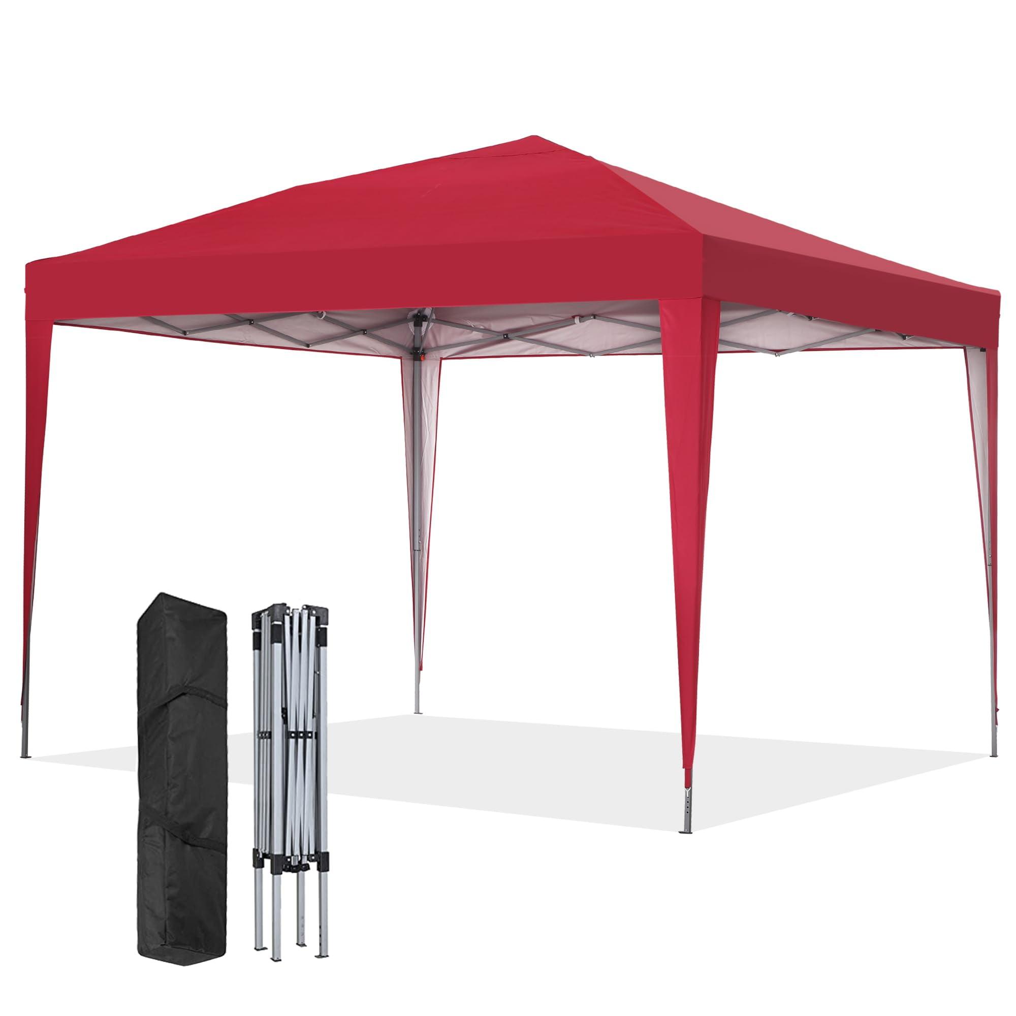 10' x 10' Red Steel Frame Pop-Up Canopy Tent