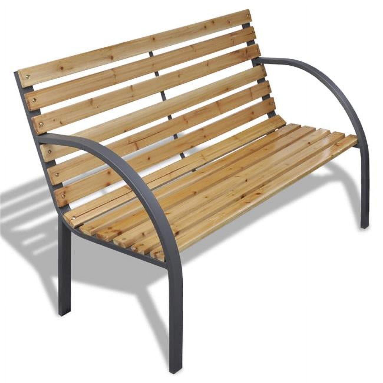 Elegant 44" Solid Fir Wood Patio Bench with Steel Feet