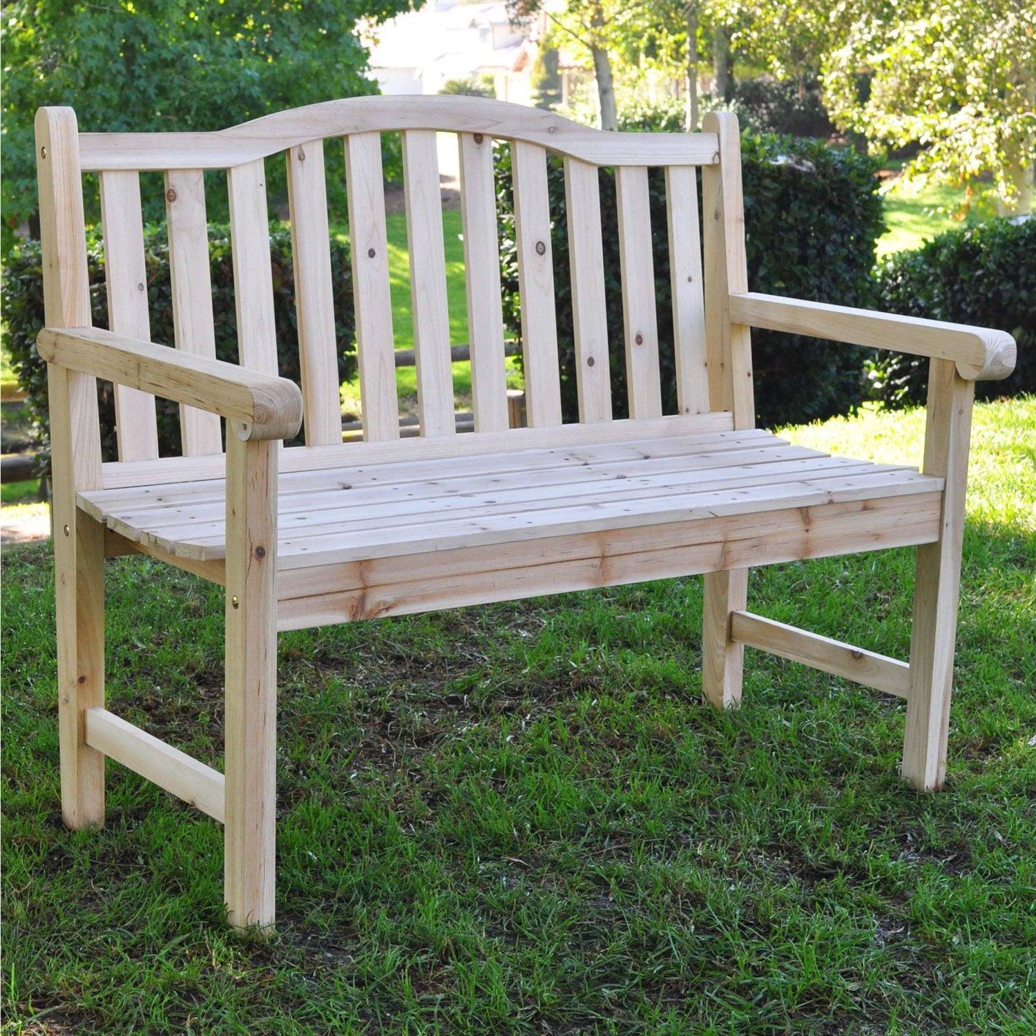 Natural Cedar Wood Outdoor Garden Bench with 475lbs Weight Limit