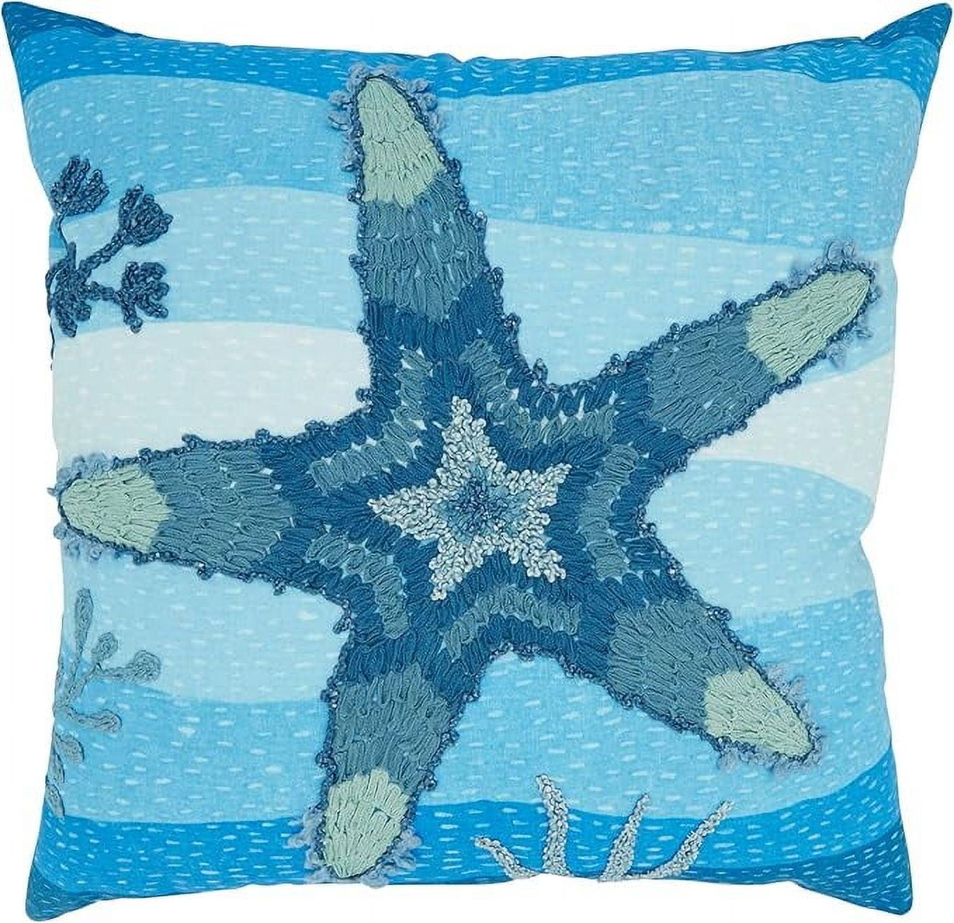 Saro Outdoor Embroidered Starfish Pillow Cover