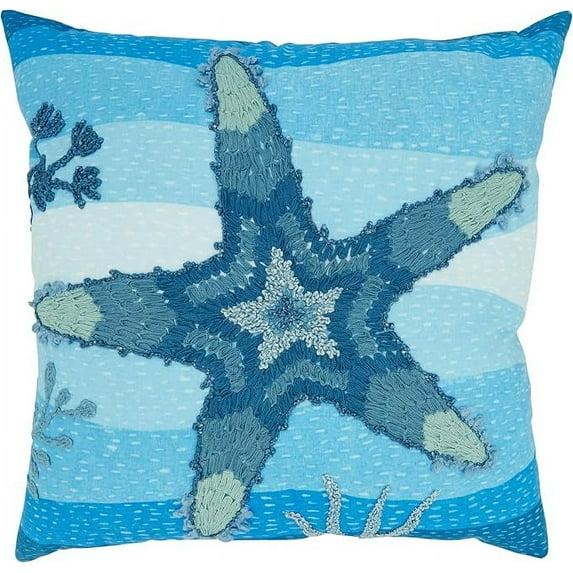 Saro Outdoor Embroidered Starfish Pillow Cover