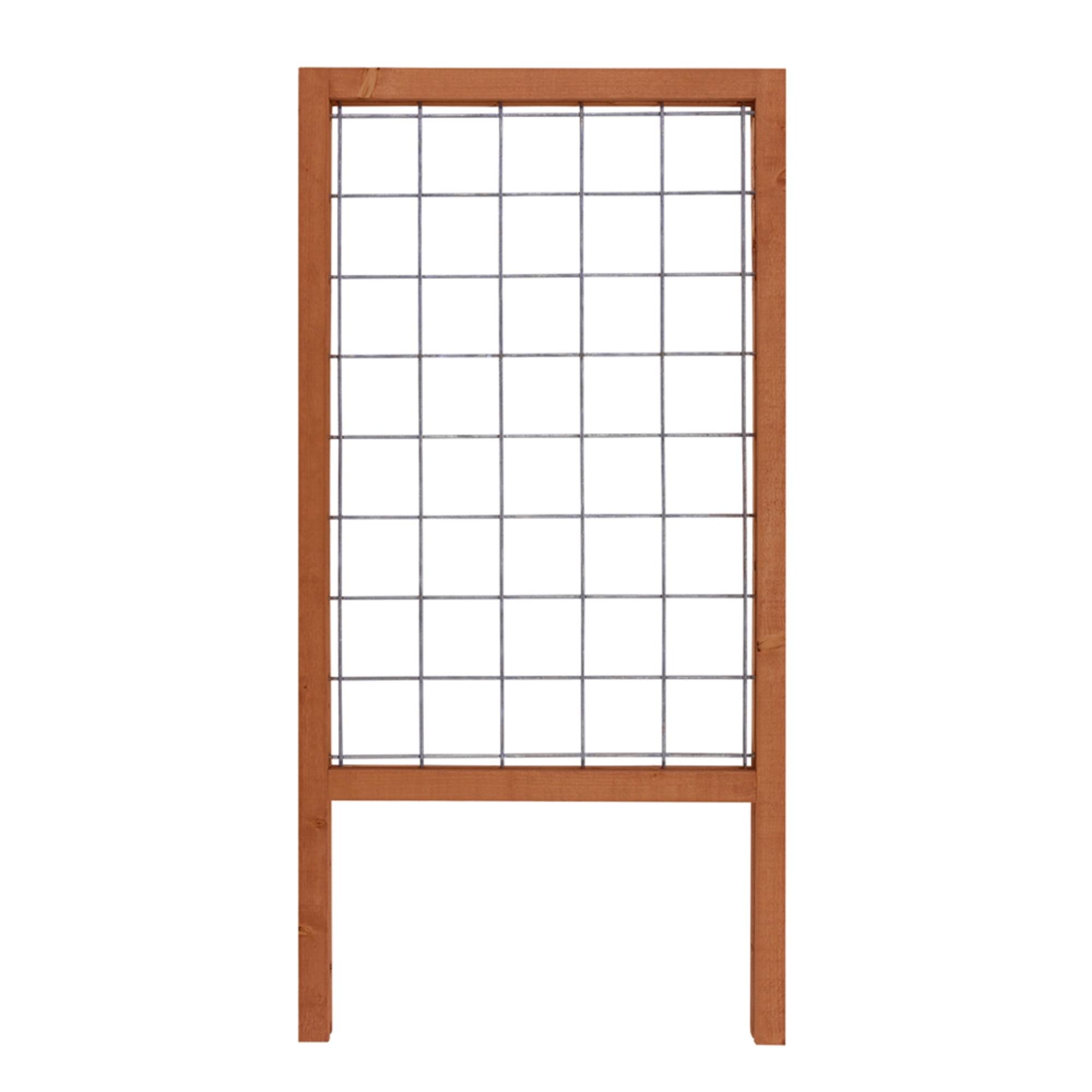 Contemporary 48" Walnut-Tone Metal and Wood Trellis