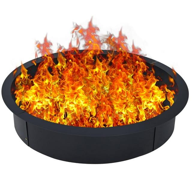 36" Black Heavy Duty Steel Outdoor Fire Pit Ring