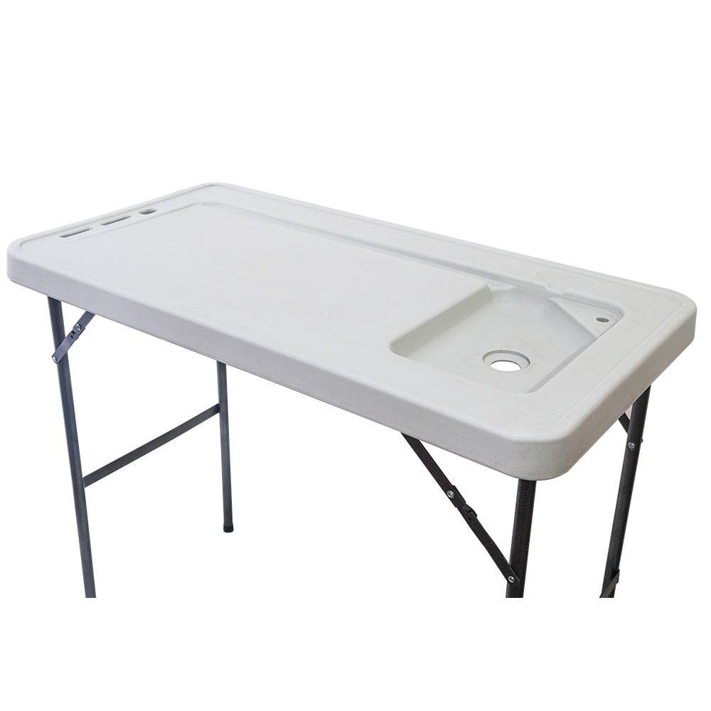 White HDPE Outdoor Folding Table with Sink and Faucet