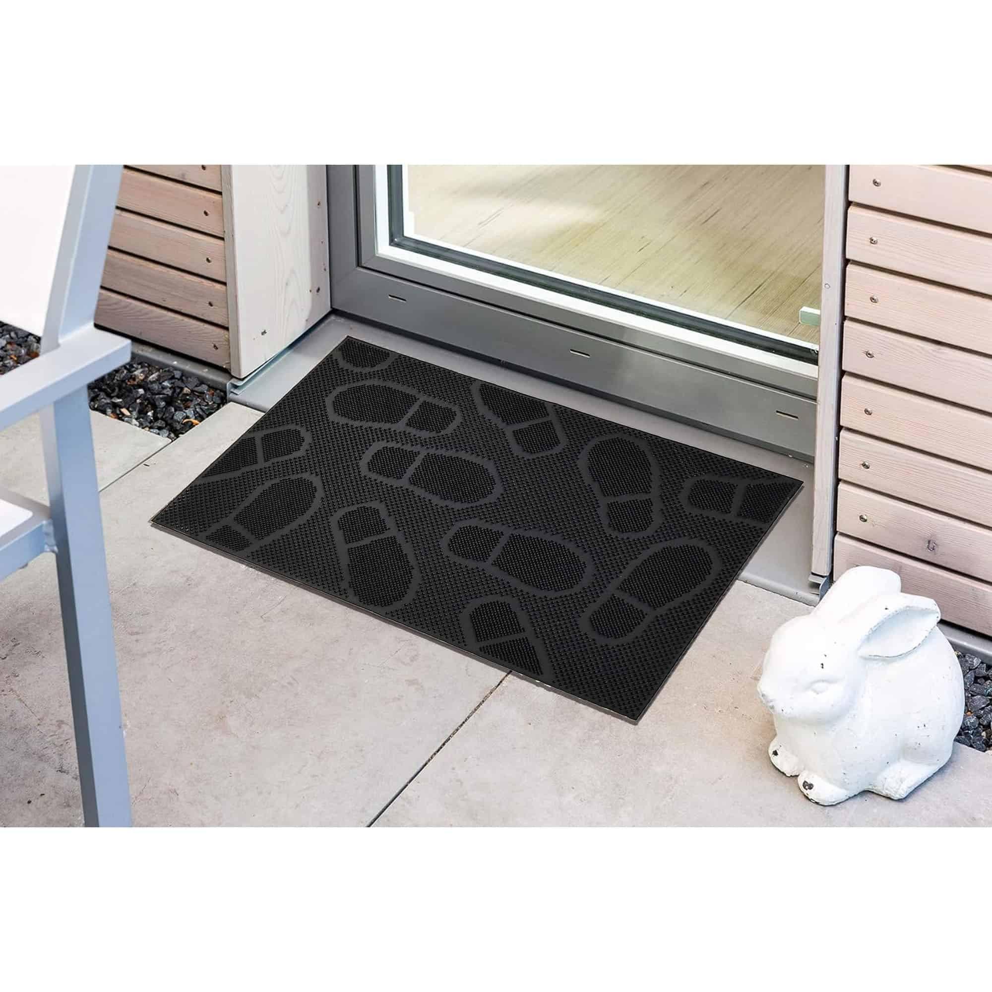 Evideco Outdoor Mat Front Rubber Shoeprint 30 in. x 18 in. Non-Slip Outdoor Door Mat