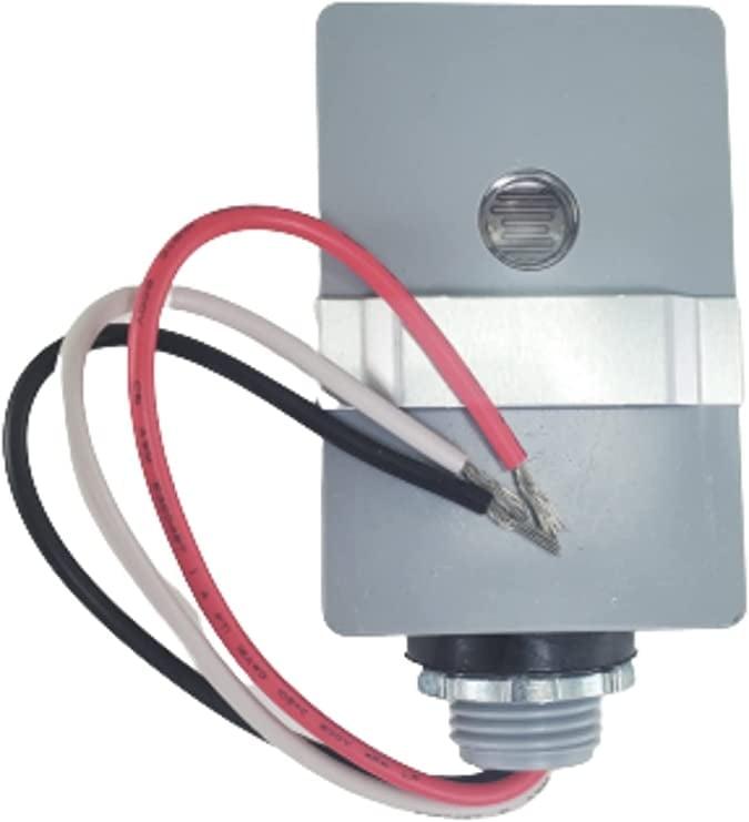 Gray Outdoor Hardwired Photocell Light Sensor with Slide Bar