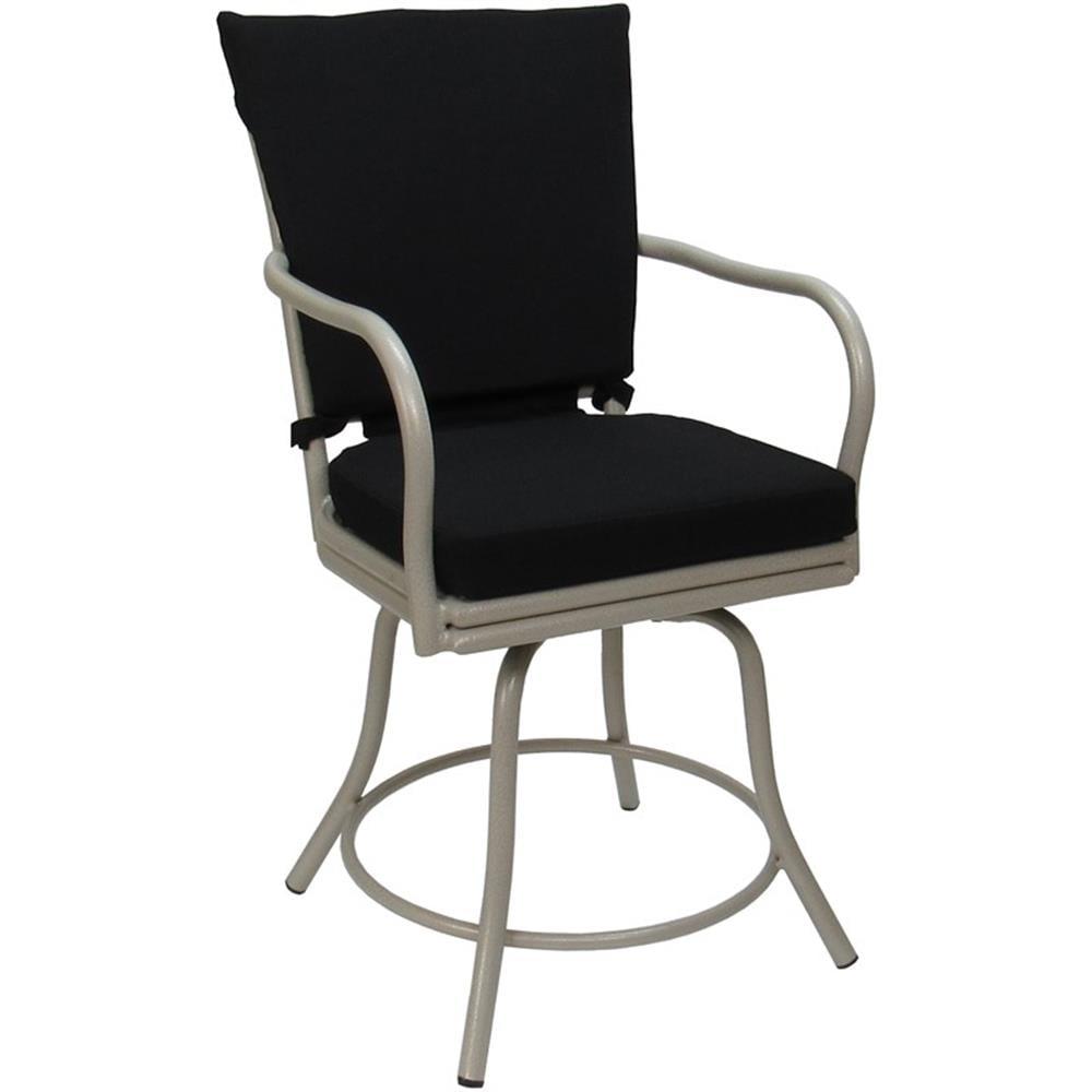 Beige and Black Swivel Outdoor Dining Chair with Cushions