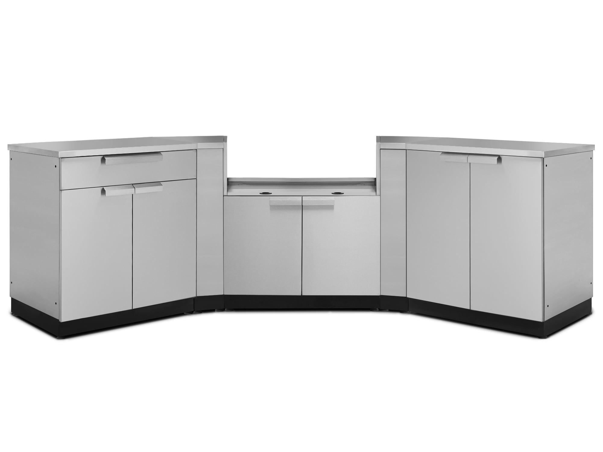 Outdoor Kitchen Stainless Steel 122.95" W x 24" D x 36.5" H 5-Piece Modular Cabinet Set