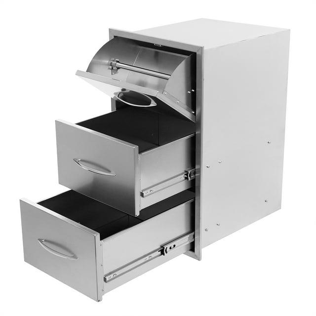 Outdoor Kitchen Drawer Stainless Steel 3-Drawer, BBQ Island Built-in Drawer Weatherproof, Flush Mount for Outdoor Kitchen and Grill Station (17"W*30"H*21“D)