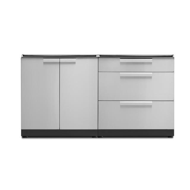Outdoor Kitchen Stainless Steel 64" W x 24" D x 36.5" H 2-Piece Modular Cabinet Set