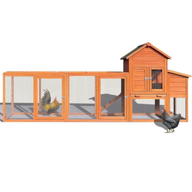 Outdoor Large Chicken Coop,Hen Run House Chicken Coops for 4-6 Chickens with Ventilation Door,Removable Tray and Ramp Garden