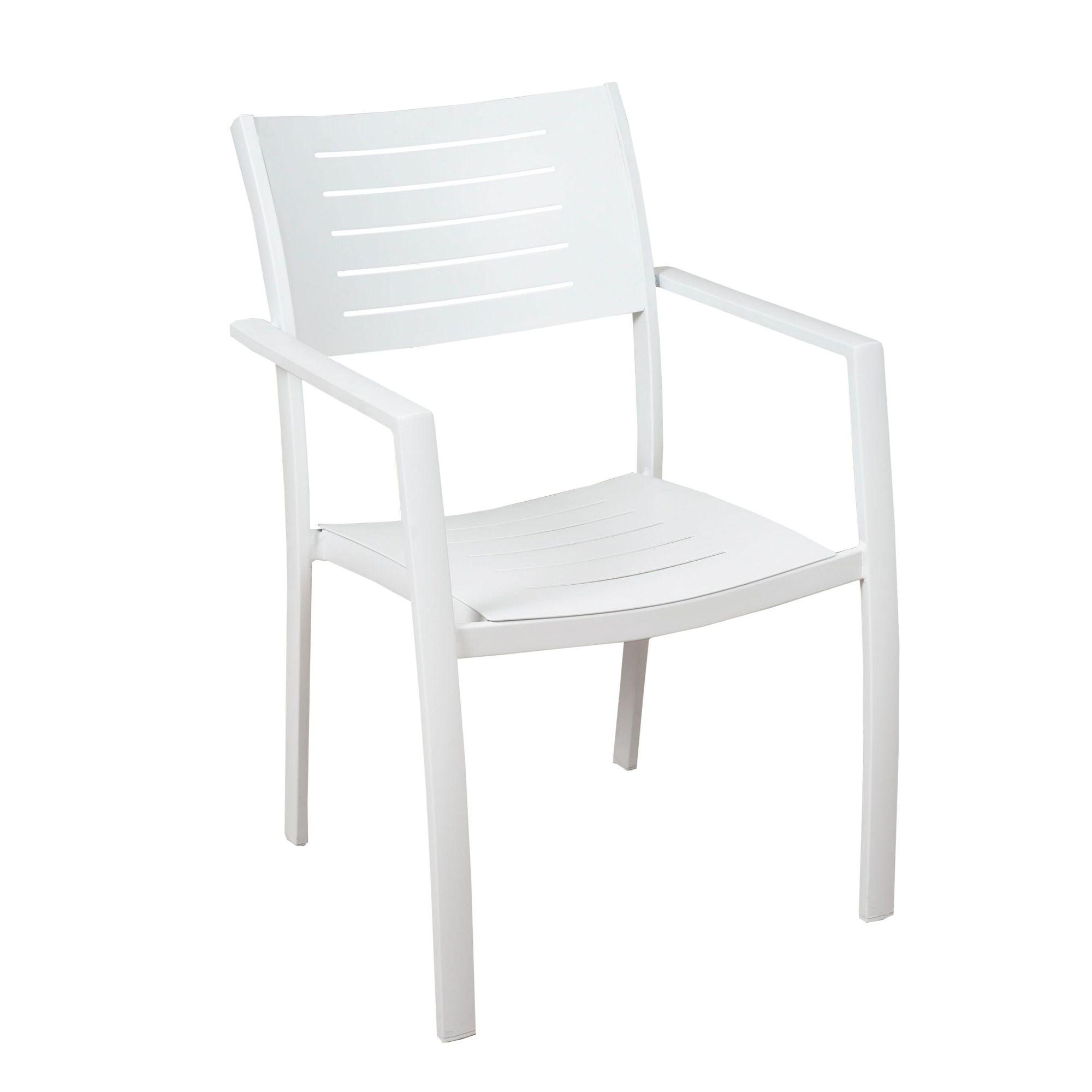 Elegant White Aluminum Stacking Patio Armchair Set