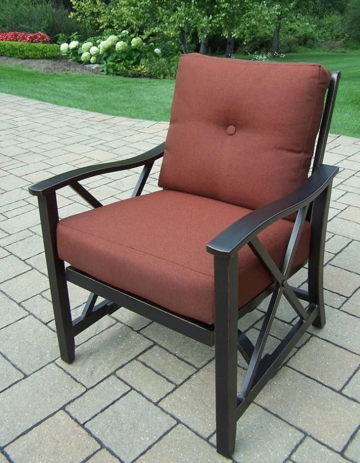 Outdoor Living and Style Outdoor Patio Dining Arm Chair - Bronze Tone with Brown Cushions