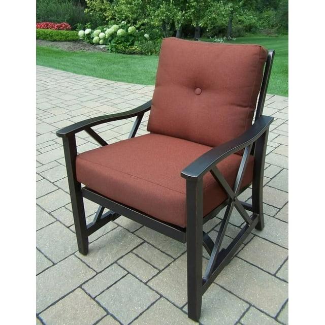 Outdoor Living and Style Outdoor Patio Dining Arm Chair - Bronze Tone with Brown Cushions
