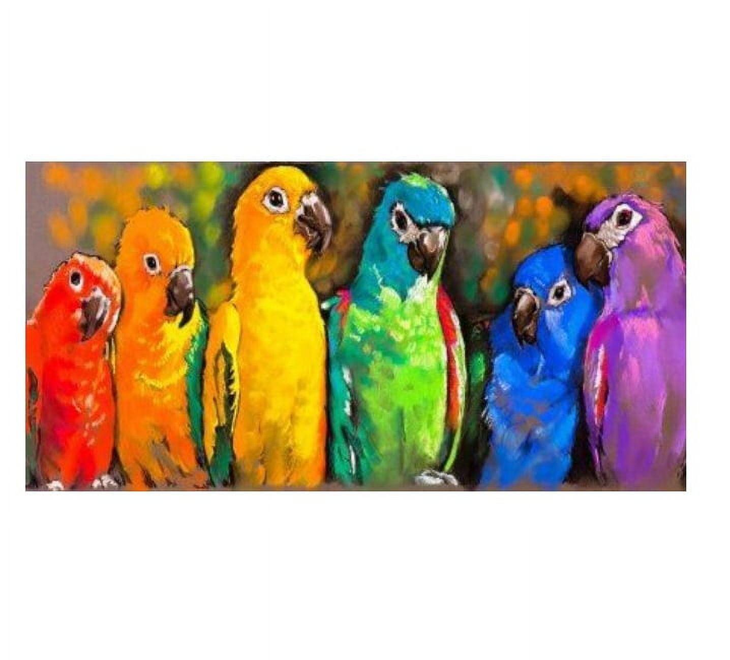 Outdoor Living and Style Yellow and Green Pretty Parrots Outdoor Canvas Rectangular Wall Art Decor