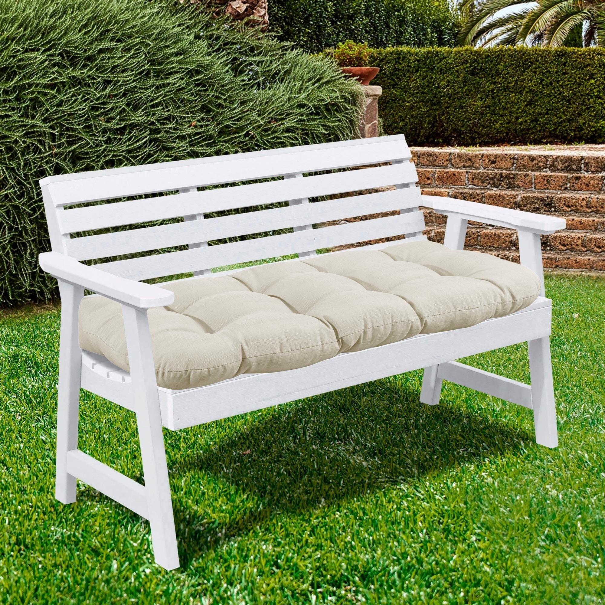 Outdoor Patio Loveseat Thick Tufted 44" x 19" Fiber Fill Cushion , Cream
