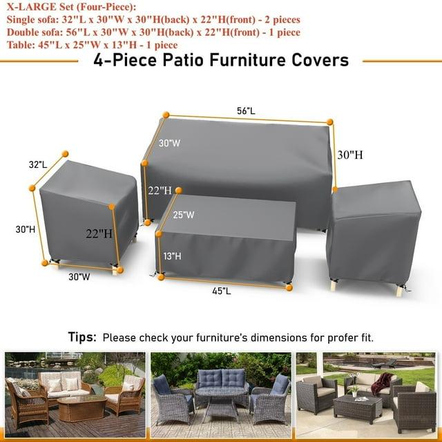 Arlmont & Co. Heavy Duty Waterproof Patio Furniture Set Covers for 4 Pieces Outdoor Conversation Set