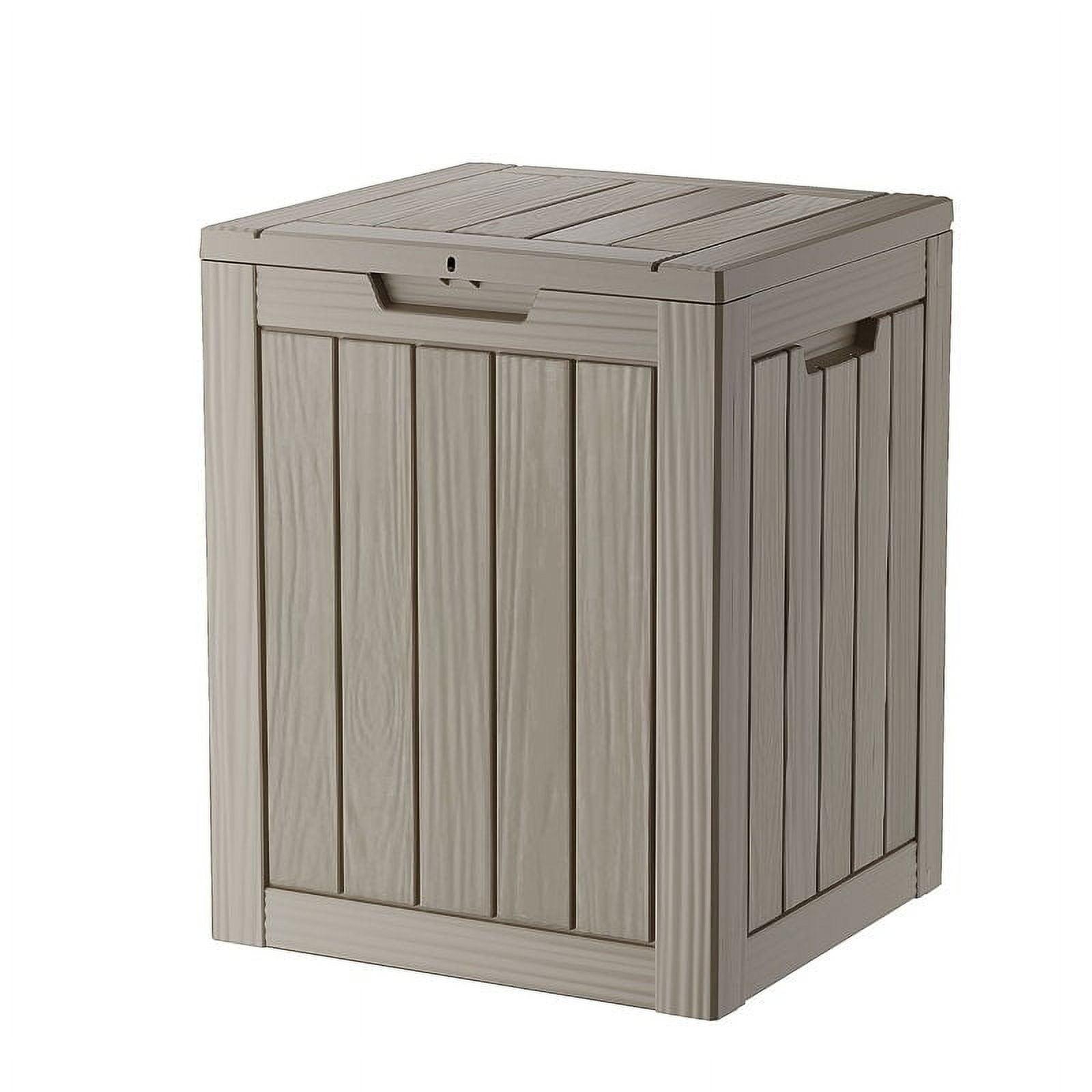 Outdoor Patio Storage Resin Lockable Deck Box 28gal.LightBrown