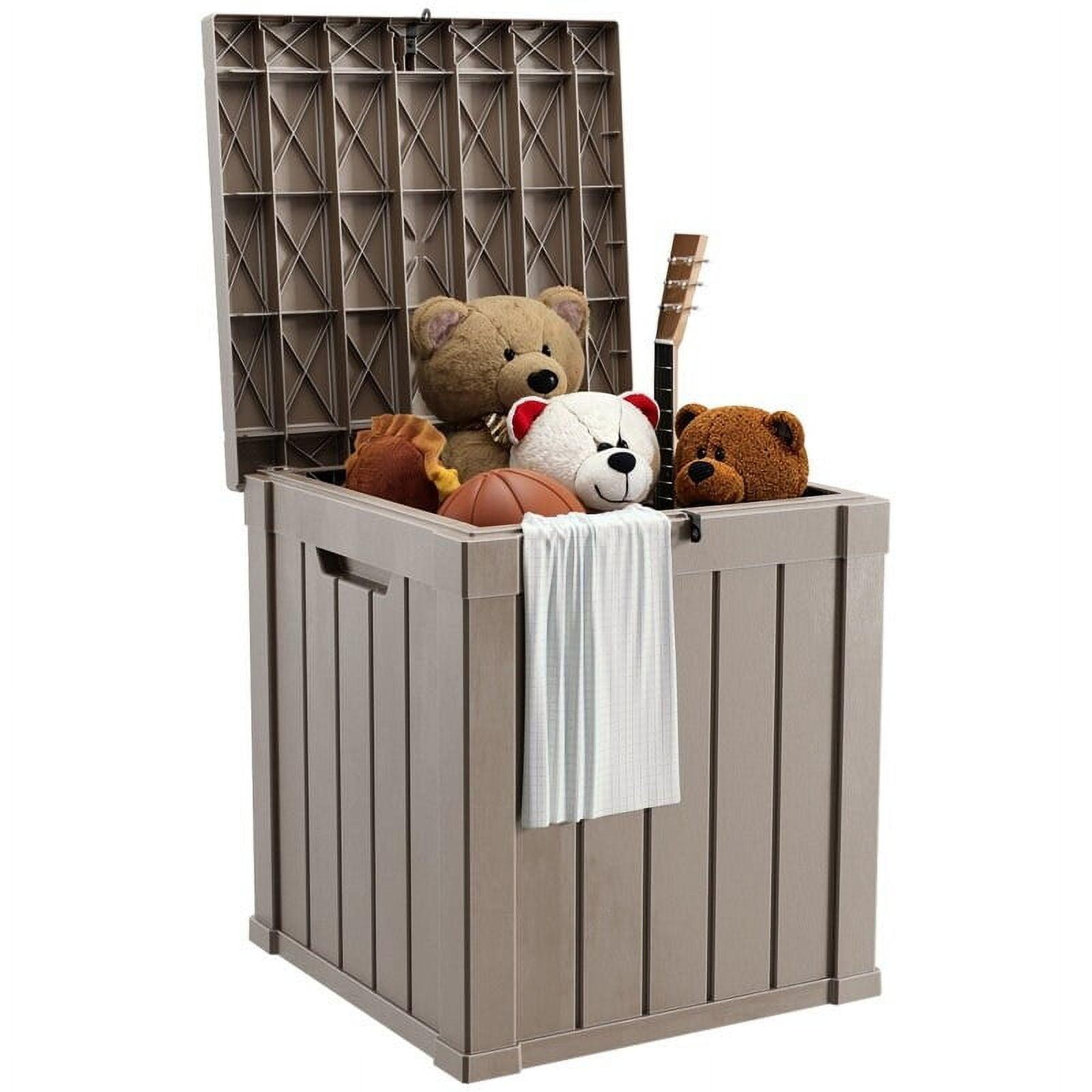 Outdoor Patio Storage Resin Lockable Deck Box 50gal.LightBrown